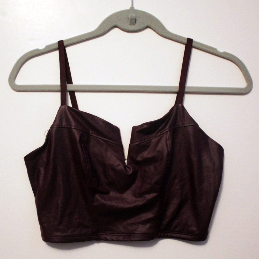 Faux leather crop top